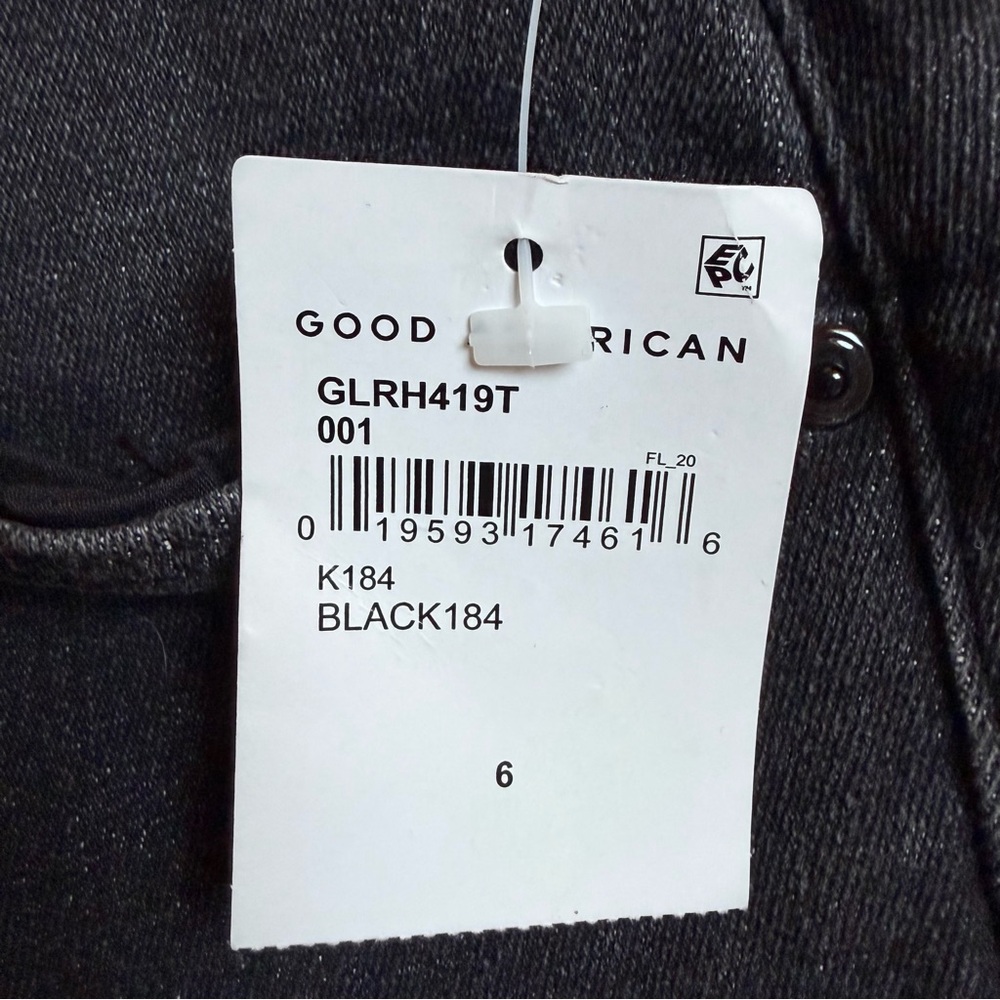 Good American Good Legs Raw Hem High Rise Black Denim Skinny Jeans‎ 6 28 NWT - Picture 5 of 16
